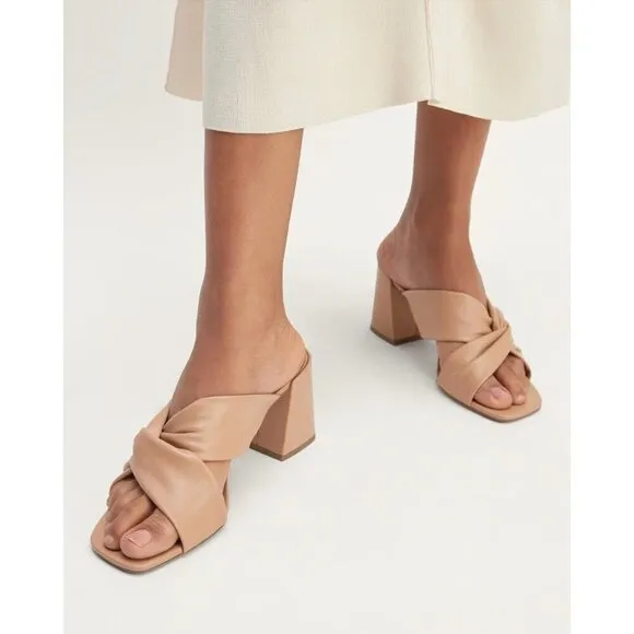 Everlane The Day Twist Heels in Blush Tan New Womens High Sandals