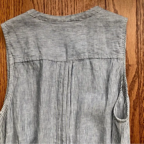 Faherty Dress Isha Blue White Striped Sleeveless Linen Midi Women’s Size M NWOT