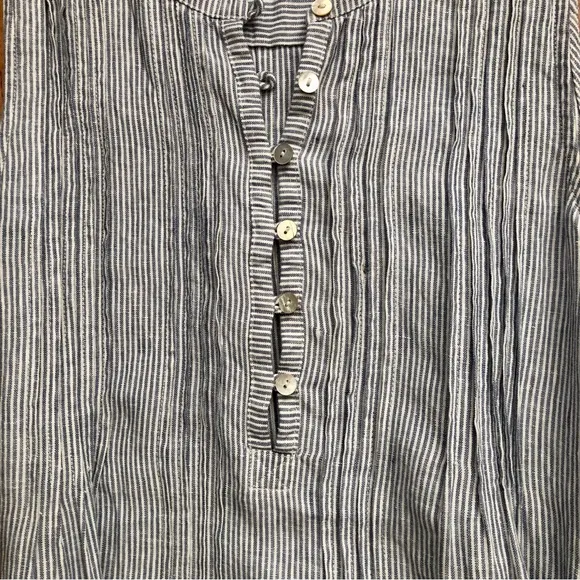 Faherty Dress Isha Blue White Striped Sleeveless Linen Midi Women’s Size M NWOT