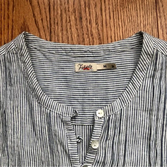 Faherty Dress Isha Blue White Striped Sleeveless Linen Midi Women’s Size M NWOT