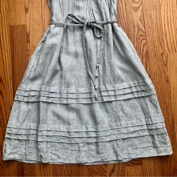 Faherty Dress Isha Blue White Striped Sleeveless Linen Midi Women’s Size M NWOT