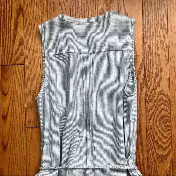 Faherty Dress Isha Blue White Striped Sleeveless Linen Midi Women’s Size M NWOT