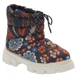 FARM RIO Lug Sole Puffer Booties In Pineapple Flower   Sz: 6.5