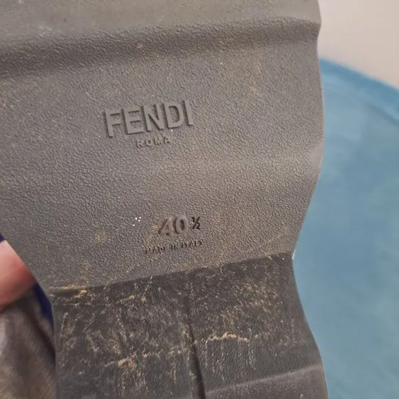 FENDI Blue Neoprene Rainbow Studded Sneaker
