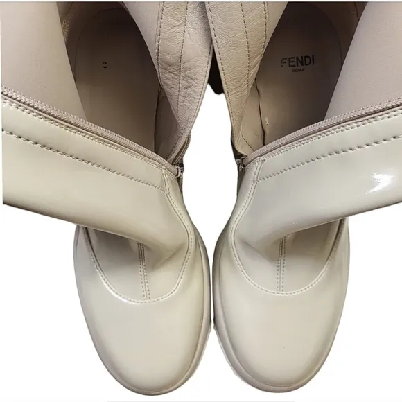 Fendi Cream Platform Winter Boots
