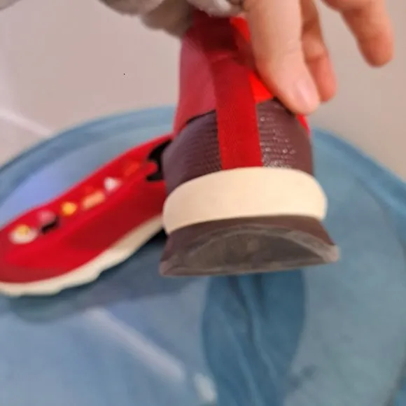 FENDI Red Neoprene Rainbow Studded Sneaker