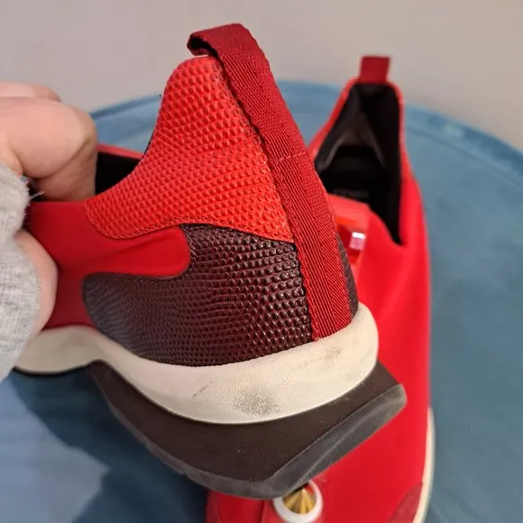FENDI Red Neoprene Rainbow Studded Sneaker