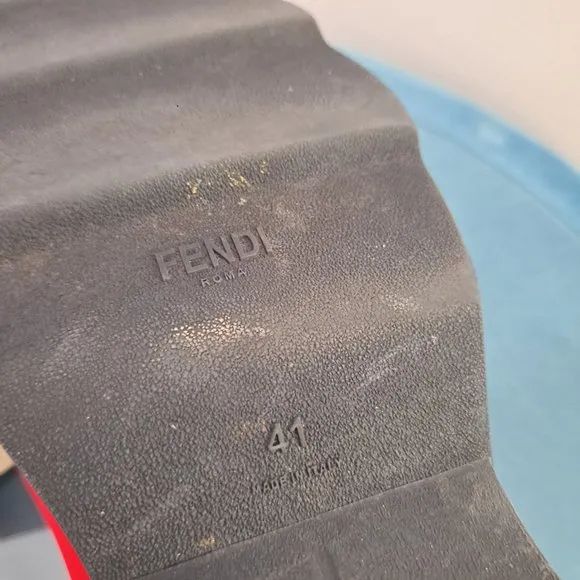 FENDI Red Neoprene Rainbow Studded Sneaker