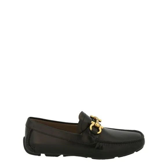 Ferragamo Parigi Gancini Leather Drivers Black Mens