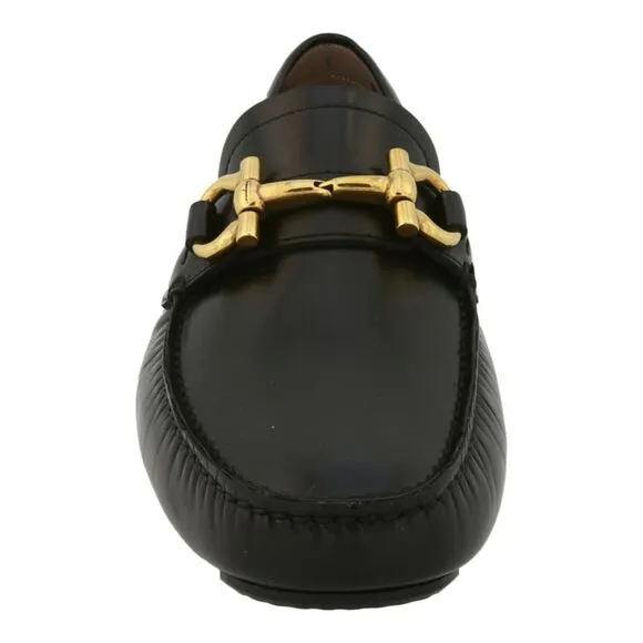 Ferragamo Parigi Gancini Leather Drivers Black Mens