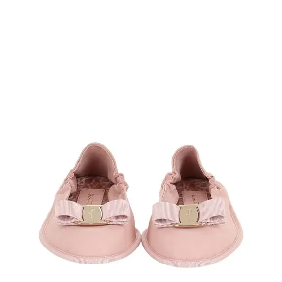 Ferragamo Varina Voyel Ballerina Flats Pink Womens