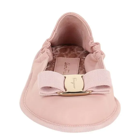 Ferragamo Varina Voyel Ballerina Flats Pink Womens
