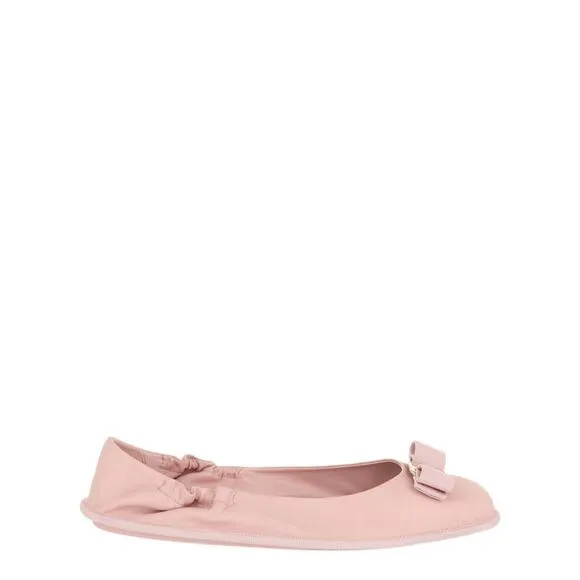 Ferragamo Varina Voyel Ballerina Flats Pink Womens