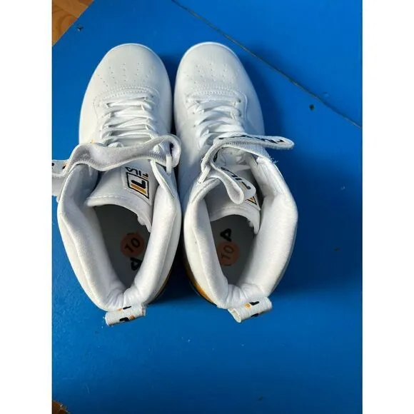 Fila Men's F-13v - White/Yelow/Fila Back - Fashion Sneakers - Sz: 10
