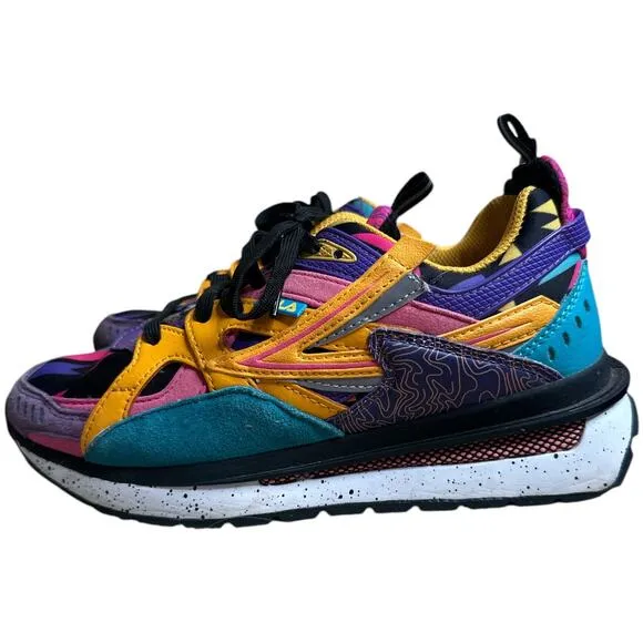 Fila Sandenal Rainbow Multicolor Leather Lace Up Fashion Sneakers Women's Size 7