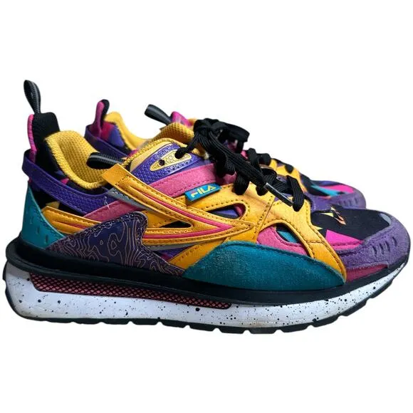 Fila Sandenal Rainbow Multicolor Leather Lace Up Fashion Sneakers Women's Size 7
