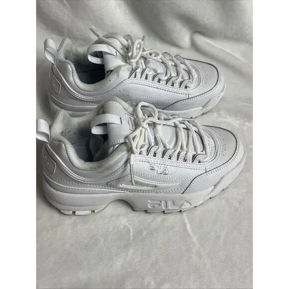 Fila Women's White Disruptor II Premium Fashion Sneakers 5VF80170-100 Size 6