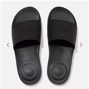 FitFlop Black iQushion Ergonomic Leather‎ Slide Mens Shoes, All Black NEW 11 43