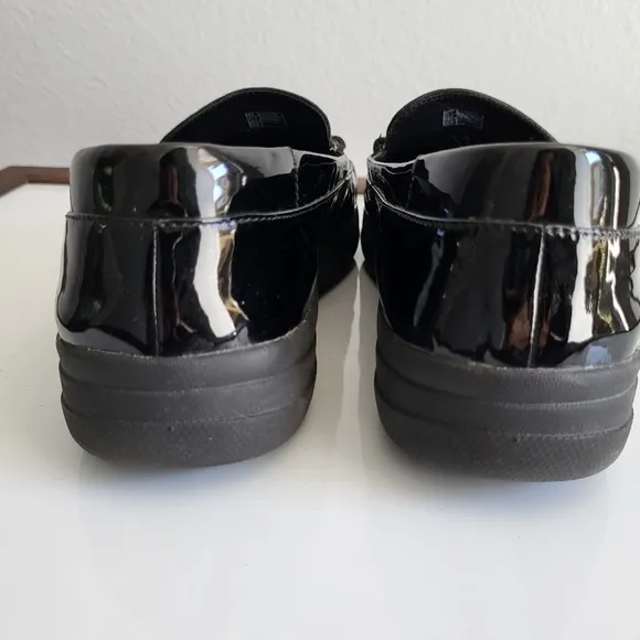 FitFlop Black Patent Leather Loafers.