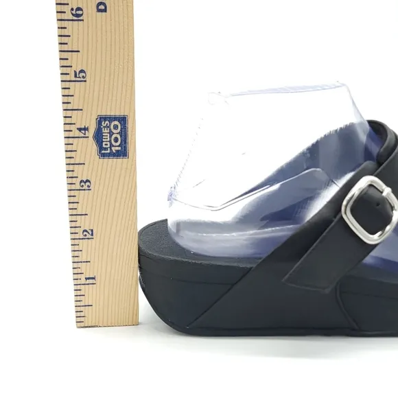 FitFlop LULU Adjustable Black Leather Slides Summer Comfort Sandals Size 9