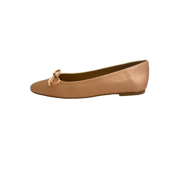 Flattered Bodi Ballet Flats Shoes Bow Tie Detail Slip On Satin Rose Size 37