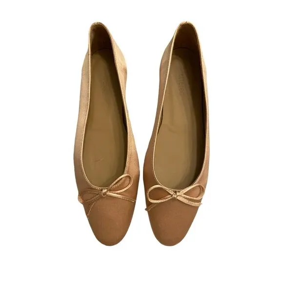 Flattered Bodi Ballet Flats Shoes Bow Tie Detail Slip On Satin Rose Size 37