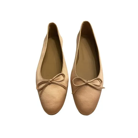 Flattered Bodi Ballet Flats Shoes Bow Tie Detail Slip On Satin Rose Size 37