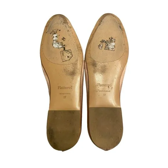 Flattered Bodi Ballet Flats Shoes Bow Tie Detail Slip On Satin Rose Size 37
