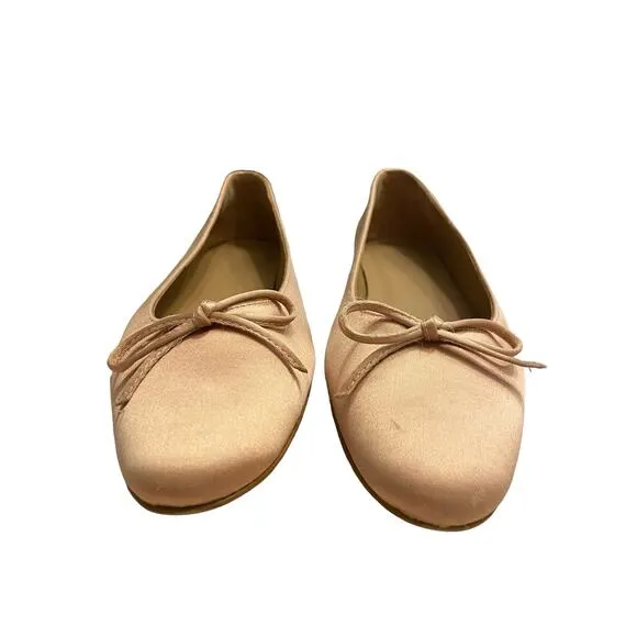 Flattered Bodi Ballet Flats Shoes Bow Tie Detail Slip On Satin Rose Size 37