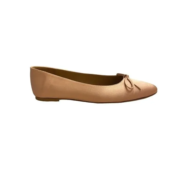 Flattered Bodi Ballet Flats Shoes Bow Tie Detail Slip On Satin Rose Size 37