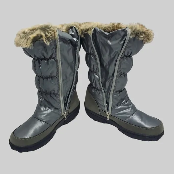 Flexus Spring Step Women's Vanish Quilted Winter Snow Boots Size 9 Silver