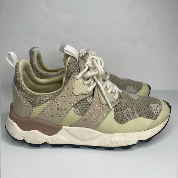 Flower Mountain Anthropologie Neutral Polka Dot Sneakers Trainers Sz 6.5