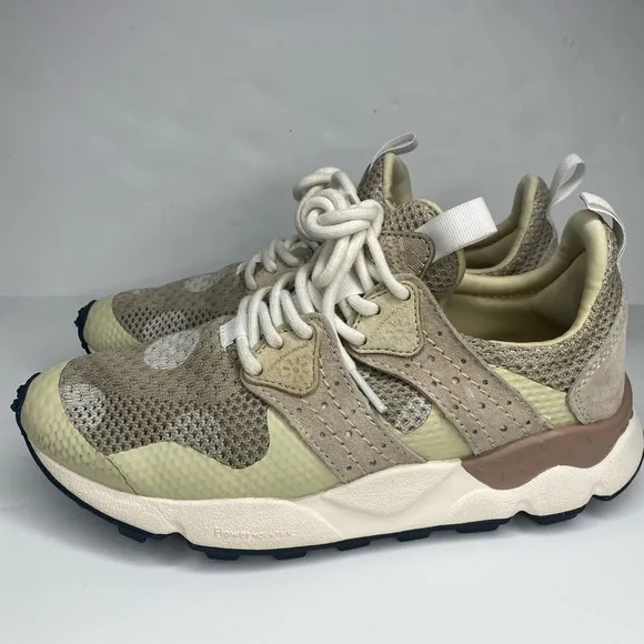 Flower Mountain Anthropologie Neutral Polka Dot Sneakers Trainers Sz 6.5
