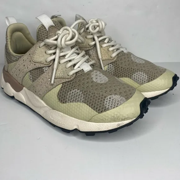 Flower Mountain Anthropologie Neutral Polka Dot Sneakers Trainers Sz 6.5