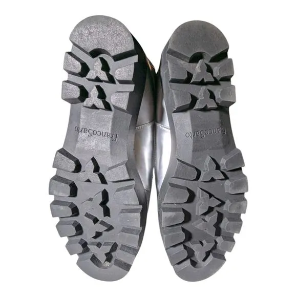 Franco Sarto Bucana Silver Metallic Quilted Puffer Lug Sole Toggle Boots Sz 8.5