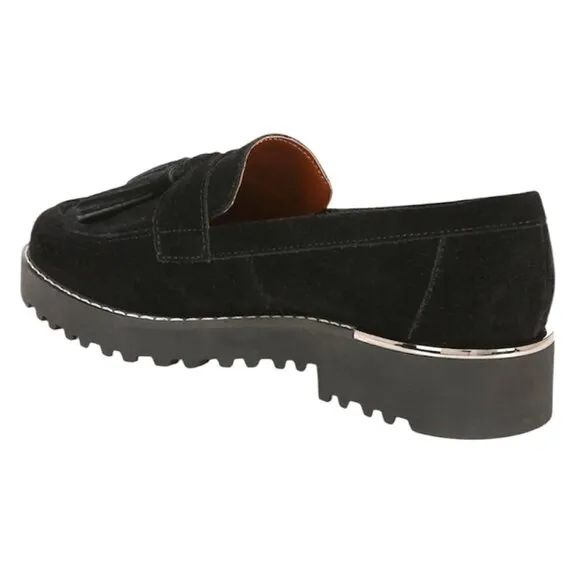 FRANCO SARTO CAROLYNN Chunky Platform Lug Sole Tassel Loafers Black Size 10