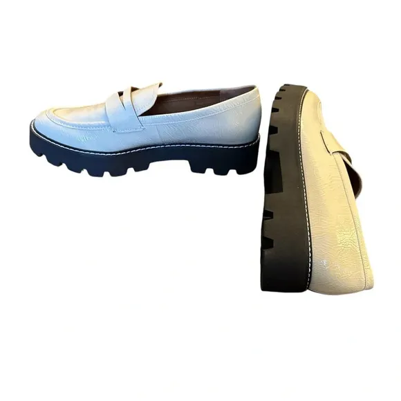Franco Sarto Women’s Balin Lug Sole Penny Loafers in putty white - size 10