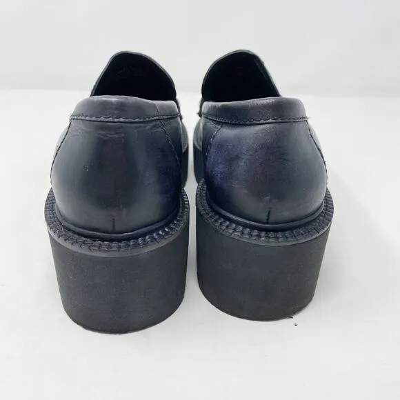 Free People Black Leather Chunky Sole Penny Loafers Women's EU Size 36.5/US 6.5
