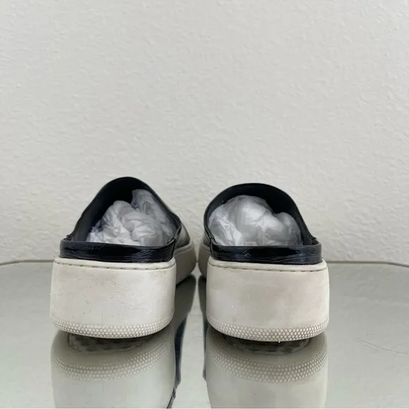 FREE PEOPLE Black Shiny Patent Leather Wynwood Slip On Slide Platform Mules