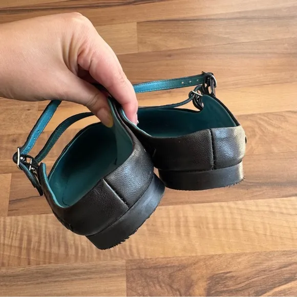 FREE PEOPLE Diana Double Strap Flats-Black-Size 38