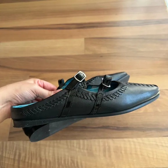 FREE PEOPLE Diana Double Strap Flats-Black-Size 38