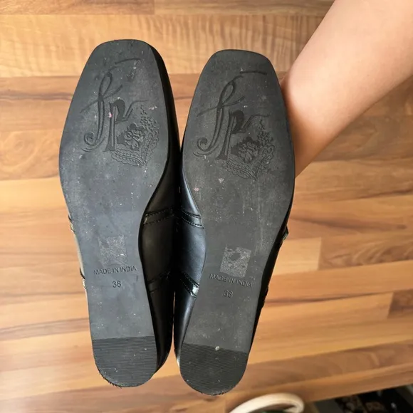 FREE PEOPLE Diana Double Strap Flats-Black-Size 38