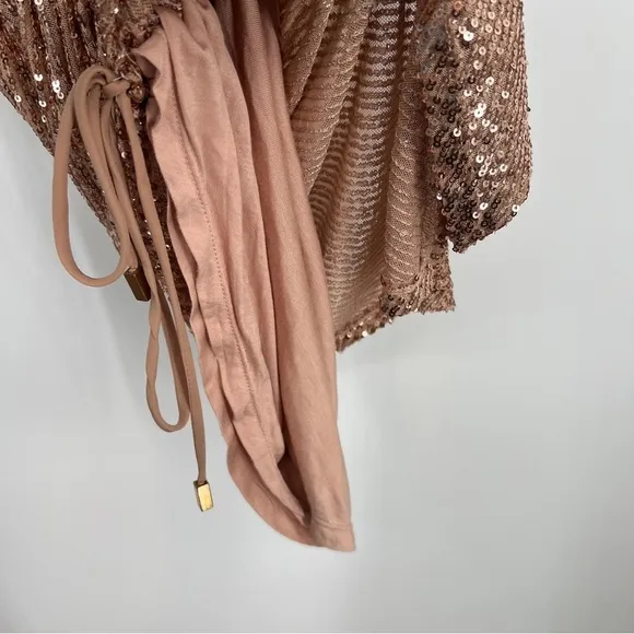 Free People Giselle Ruched Empire Waist Mini One Shoulder Dress in Rose NWT