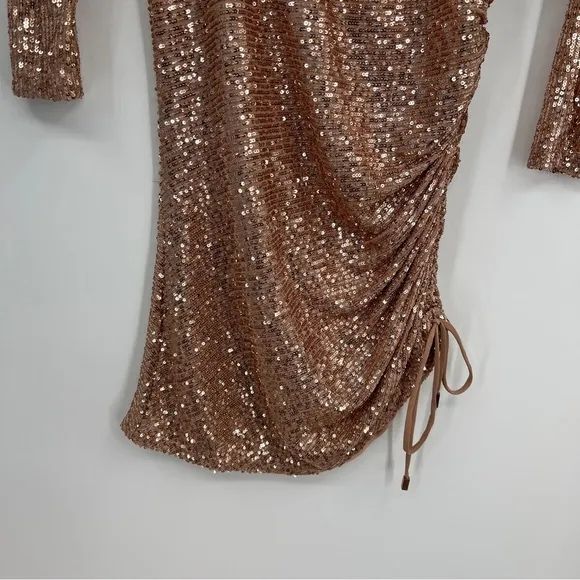 Free People Giselle Ruched Empire Waist Mini One Shoulder Dress in Rose NWT
