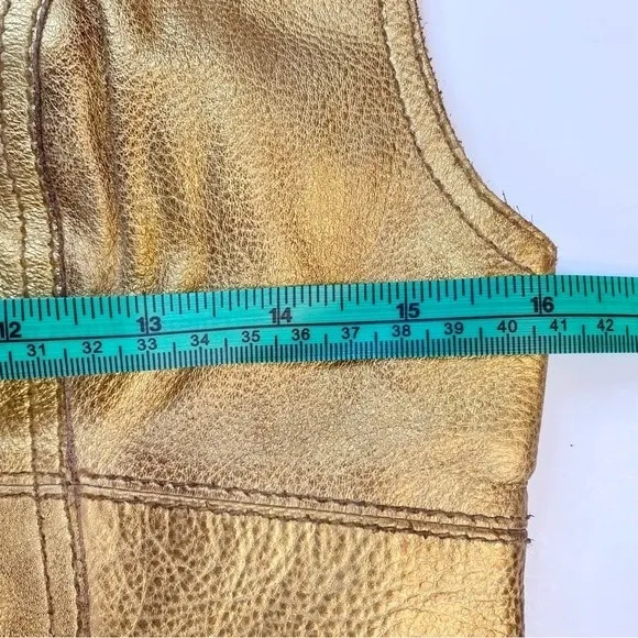 Free People Gold Leather Sleeveless Mini Party Dress Size 8 NWT Fairygoth Glam