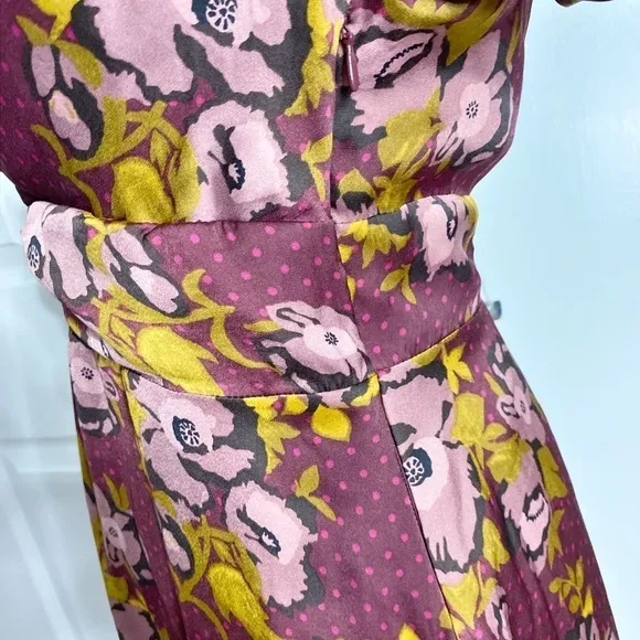 Free People Morning Light Burgundy floral-pattern crepe mini dress