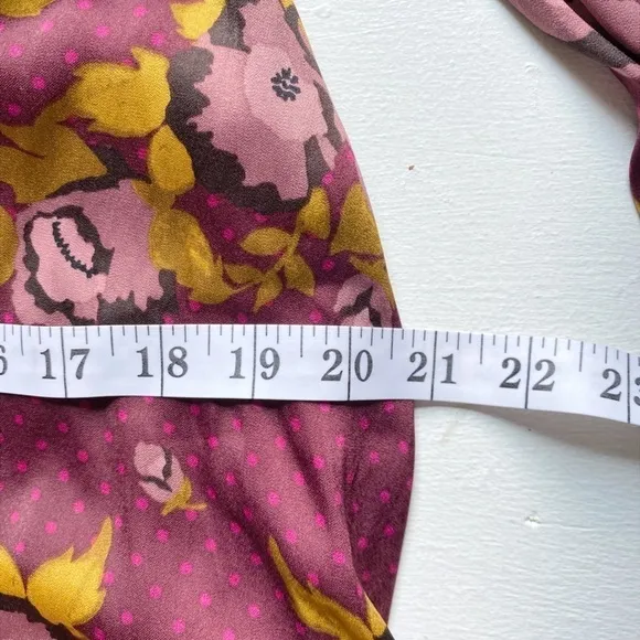 Free People Morning Light Burgundy floral-pattern crepe mini dress