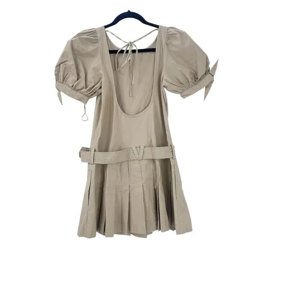 Free People Sevi Mini Dress Puff Sleeve Editorialist In French Oak Size S NWOT
