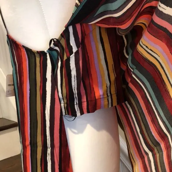 FREE PEOPLE Spaghetti Strap Rainbow Longline Tank W. Open Sides Sz Small NWT
