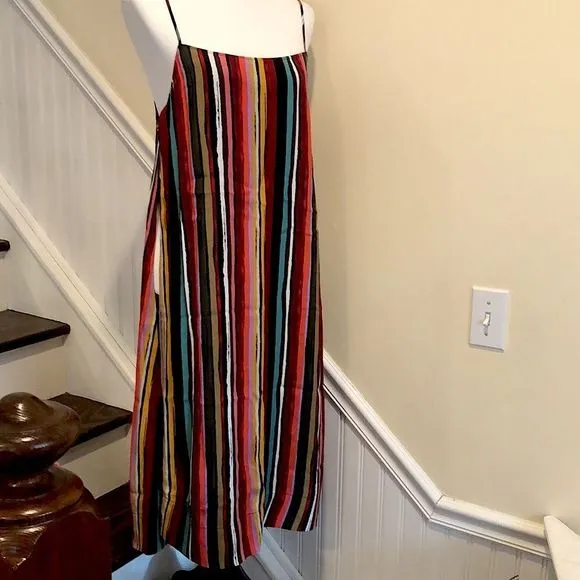 FREE PEOPLE Spaghetti Strap Rainbow Longline Tank W. Open Sides Sz Small NWT